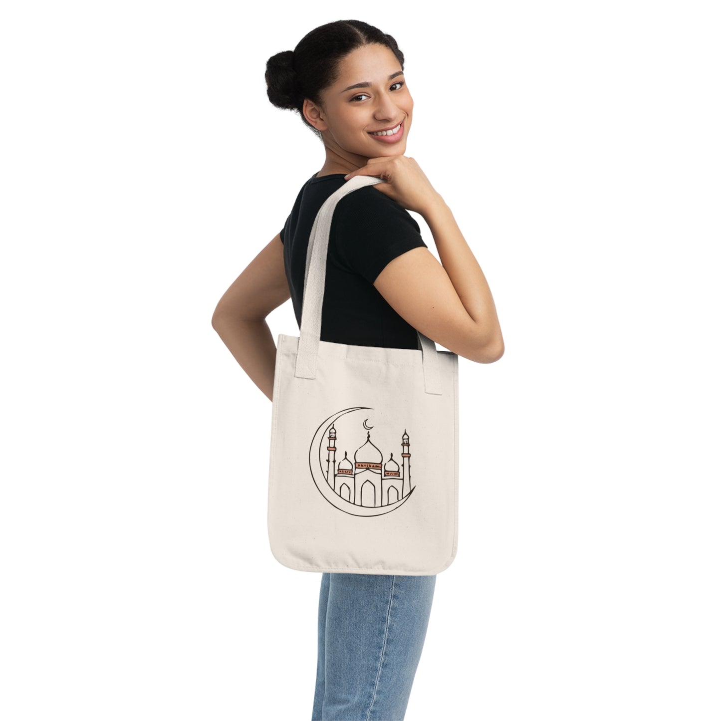 Elegant Masjid & Crescent Moon Canvas Tote