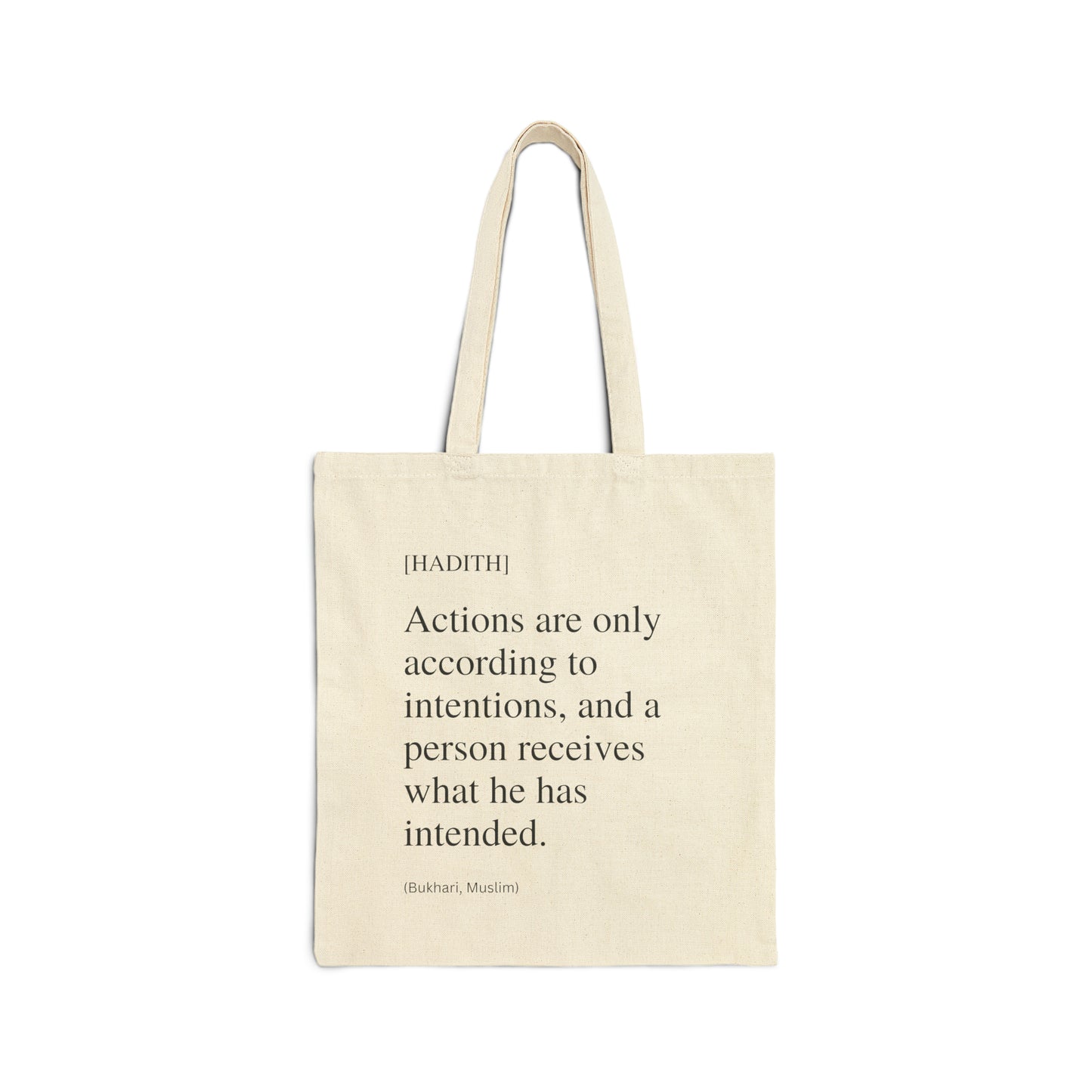 Islamic Hadith Canvas Tote Bag – Inspirational Quote from Bukhari & Muslim