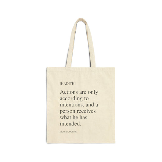 Islamic Hadith Canvas Tote Bag – Inspirational Quote from Bukhari & Muslim