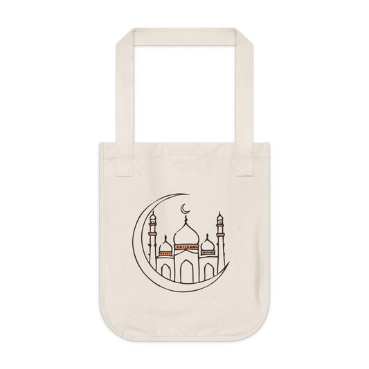 Elegant Masjid & Crescent Moon Canvas Tote